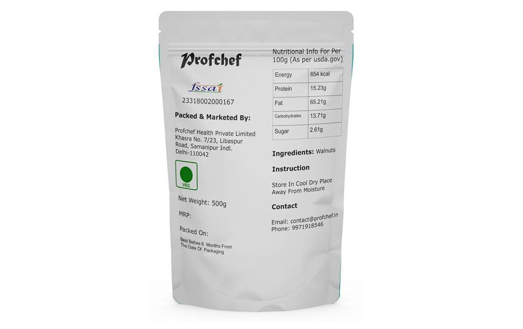 Profchef Walnuts (Without Shells)   Pack  500 grams